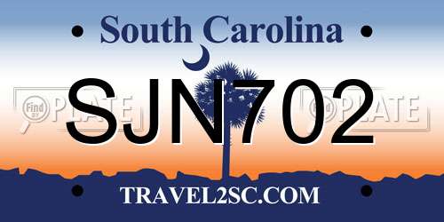 SJN702 South Carolina License Plate