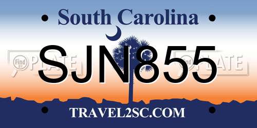 SJN855 South Carolina License Plate