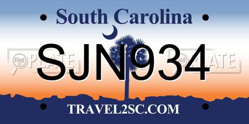 SJN934 South Carolina License Plate