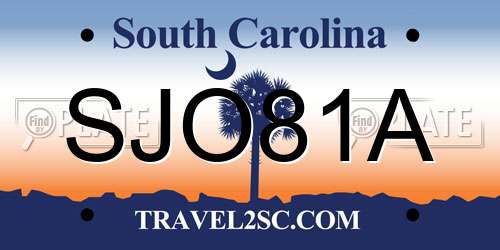 SJO81A South Carolina License Plate