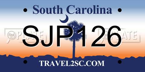 SJP126 South Carolina License Plate
