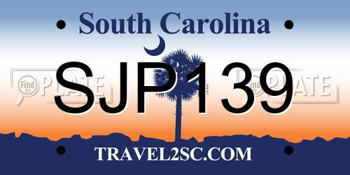 SJP139 South Carolina License Plate