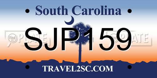 SJP159 South Carolina License Plate