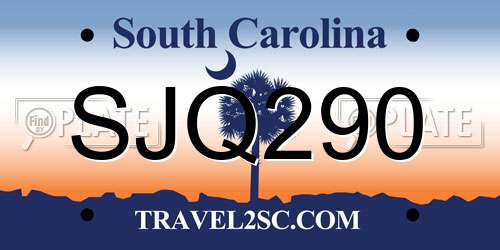 SJQ290 South Carolina License Plate