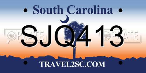 SJQ413 South Carolina License Plate