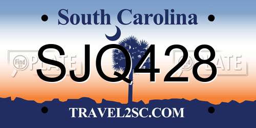 SJQ428 South Carolina License Plate