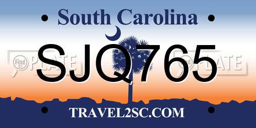 SJQ765 South Carolina License Plate