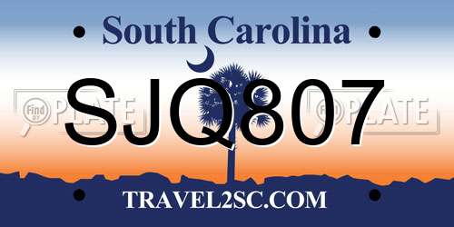 SJQ807 South Carolina License Plate