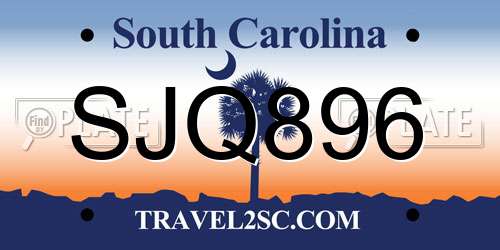 SJQ896 South Carolina License Plate