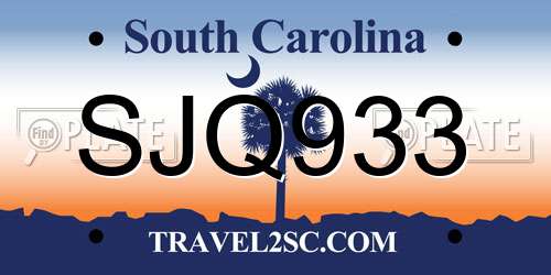SJQ933 South Carolina License Plate