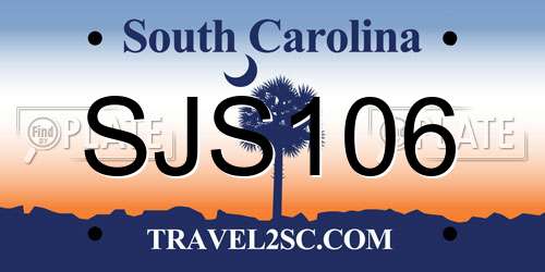 SJS106 South Carolina License Plate
