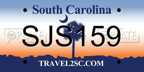 SJS159 South Carolina License Plate