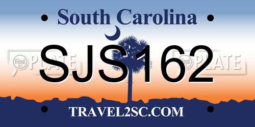 SJS162 South Carolina License Plate