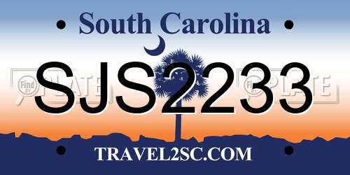SJS2233 South Carolina License Plate
