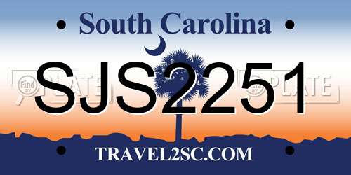 SJS2251 South Carolina License Plate
