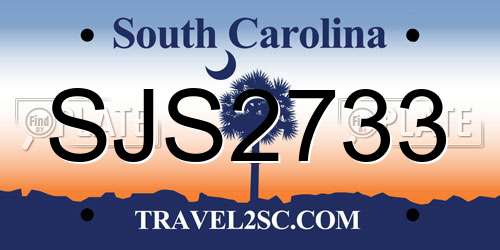 SJS2733 South Carolina License Plate