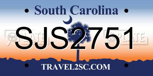 SJS2751 South Carolina License Plate