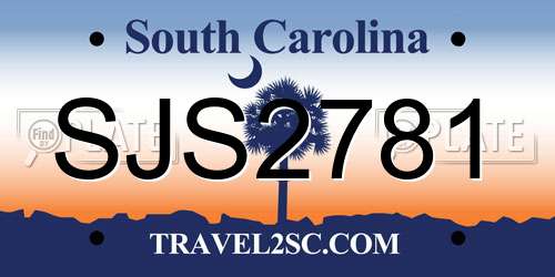 SJS2781 South Carolina License Plate