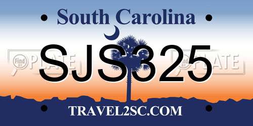 SJS325 South Carolina License Plate