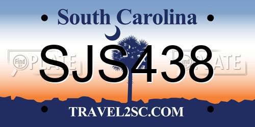 SJS438 South Carolina License Plate