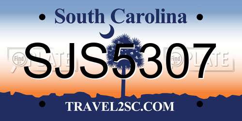 SJS5307 South Carolina License Plate
