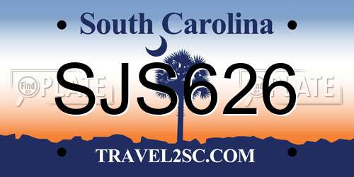 SJS626 South Carolina License Plate