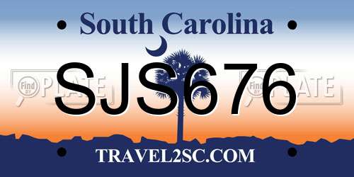 SJS676 South Carolina License Plate