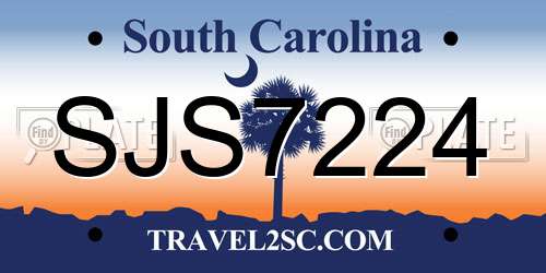 SJS7224 South Carolina License Plate