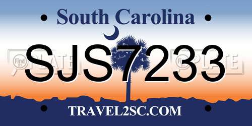 SJS7233 South Carolina License Plate