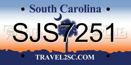 SJS7251 South Carolina License Plate