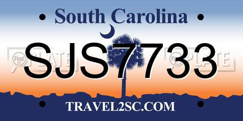 SJS7733 South Carolina License Plate