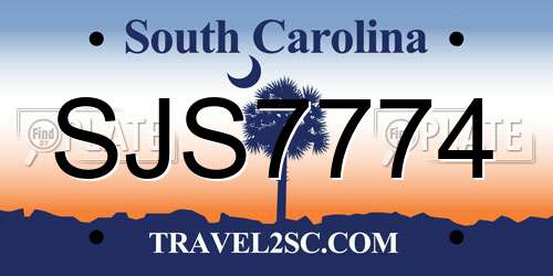 SJS7774 South Carolina License Plate