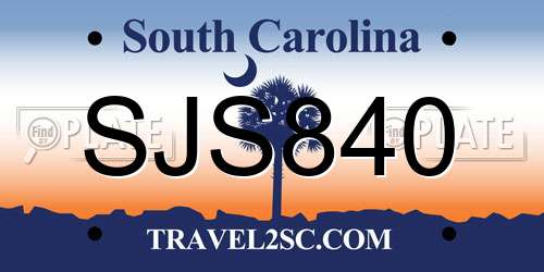 SJS840 South Carolina License Plate