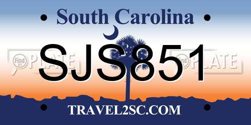 SJS851 South Carolina License Plate