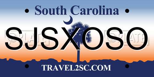 SJSXOSO South Carolina License Plate