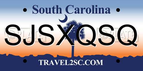 SJSXQSQ South Carolina License Plate
