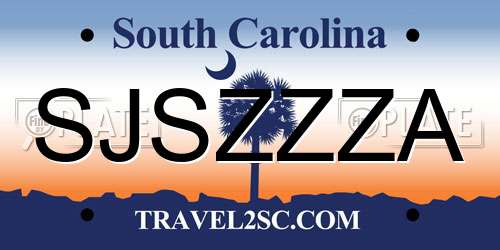 SJSZZZA South Carolina License Plate