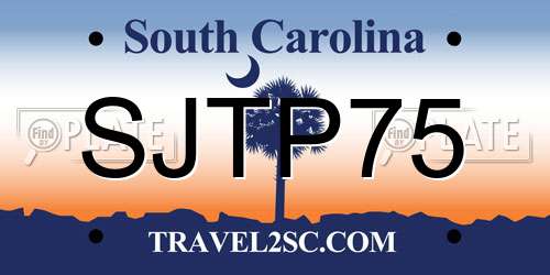 SJTP75 South Carolina License Plate