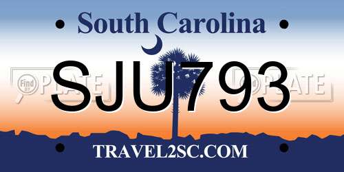 SJU793 South Carolina License Plate