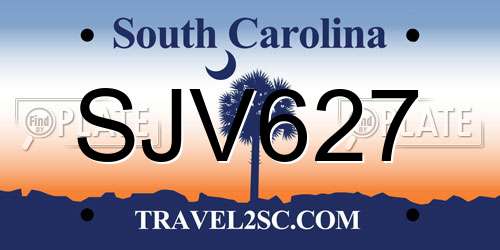 SJV627 South Carolina License Plate