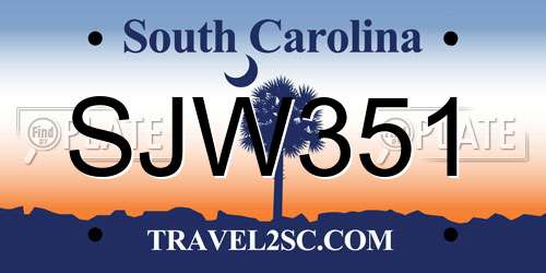 SJW351 South Carolina License Plate
