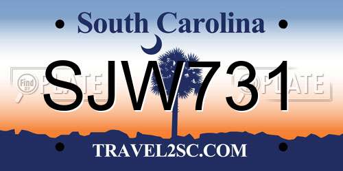 SJW731 South Carolina License Plate