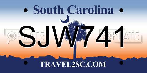 SJW741 South Carolina License Plate