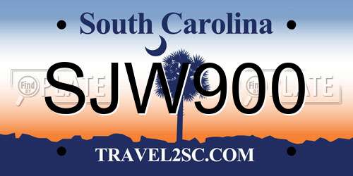 SJW900 South Carolina License Plate