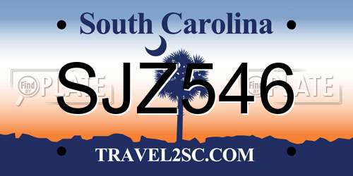 SJZ546 South Carolina License Plate