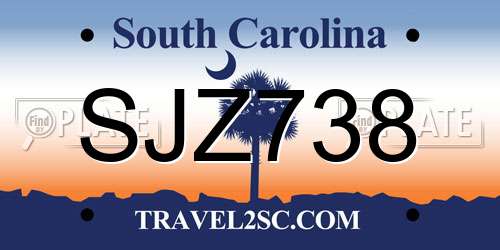 SJZ738 South Carolina License Plate
