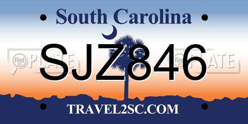 SJZ846 South Carolina License Plate
