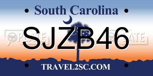 SJZB46 South Carolina License Plate
