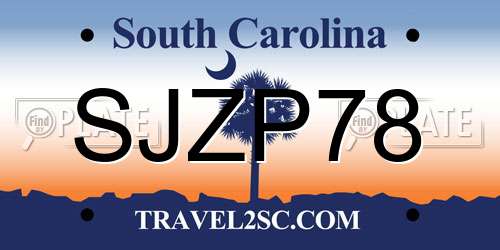 SJZP78 South Carolina License Plate