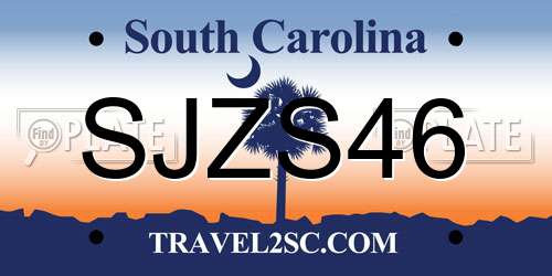 SJZS46 South Carolina License Plate